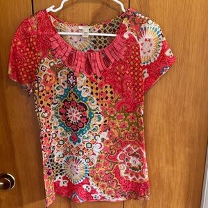 J. Crew Multicolor Patterned Short Sleeve Top
